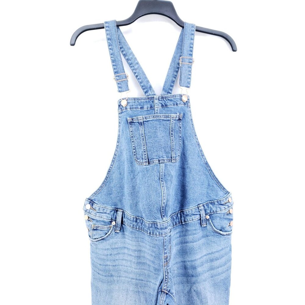 Isabel Maternity Denim Overalls Size 4 Cotton Blend Blue Raw Hem - Picture 6 of 9